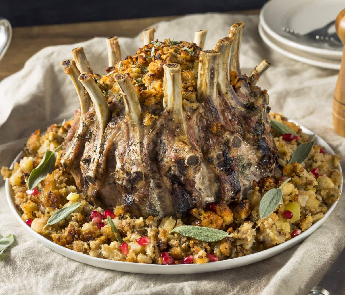 Crown Roast of Pork with assorted Herbs and Breadcrust garnishing