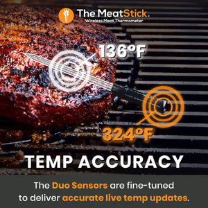 Achieve Precision Temperature Control with Classic MeatStick: Experience unmatched temperature accuracy with our Duo Sensors, delivering real-time temperature updates.