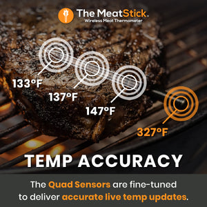 Achieve Precision Temperature Control with MeatStick 4: Experience unmatched temperature accuracy with our Quad Sensors, delivering real-time temperature updates.