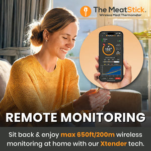 Monitor Your Cooking Remotely with The MeatStick App: Enjoy wireless monitoring up to 650ft/200m at home using our innovative Xtender technology for ultimate convenience.