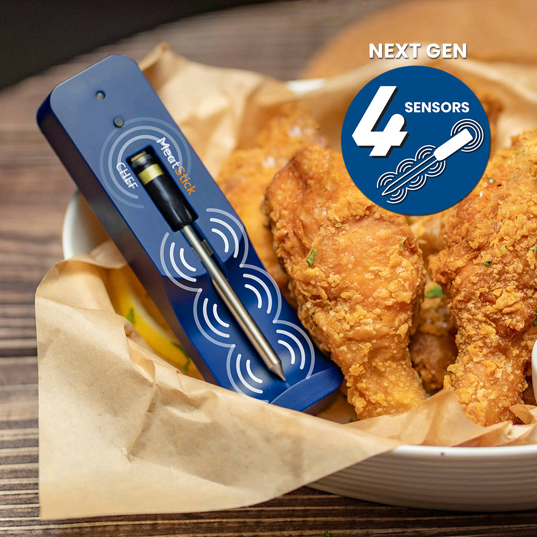 The MeatStick Chef: The Smallest Wireless Meat Thermometer with Quad Sensors for smaller meat cuts and everyday cooking
