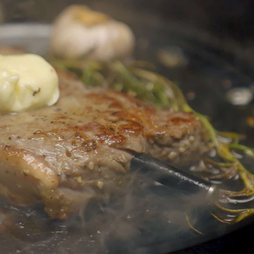 the meatstick with new york strip pan fried