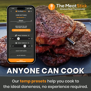 Unlock Culinary Mastery with MeatStick Chef: Effortlessly achieve perfect doneness with our preset temperature settings, making cooking accessible to everyone.