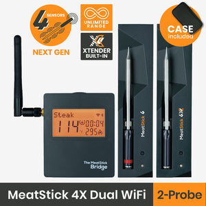 The MeatStick 4: Next Gen Quad Sensors Wireless Meat Thermometer for grilling and smoking American BBQ with unlimited range