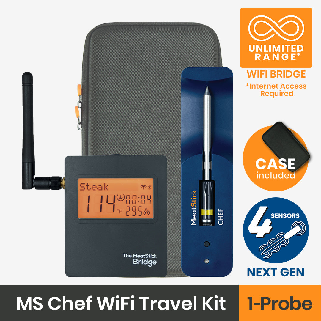 The MeatStick Chef: The Smallest Wireless Meat Thermometer with Quad Sensors for small meat cuts and everyday cooking with unlimited range