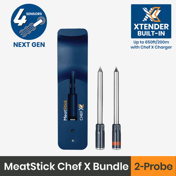 Meatstick Chef X Bundle 2 Probe Package Extra Red Stick 650ft Range Wireless Meat