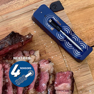 The MeatStick Chef X: The Smallest Wireless Meat Thermometer with Quad Sensors for smaller meat cuts and everyday cooking with max 650 feet wireless range