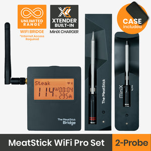 The Classic MeatStick WiFi Pro Set: Wireless Meat Thermometer for American BBQ and Everyday cooking with unlimited range