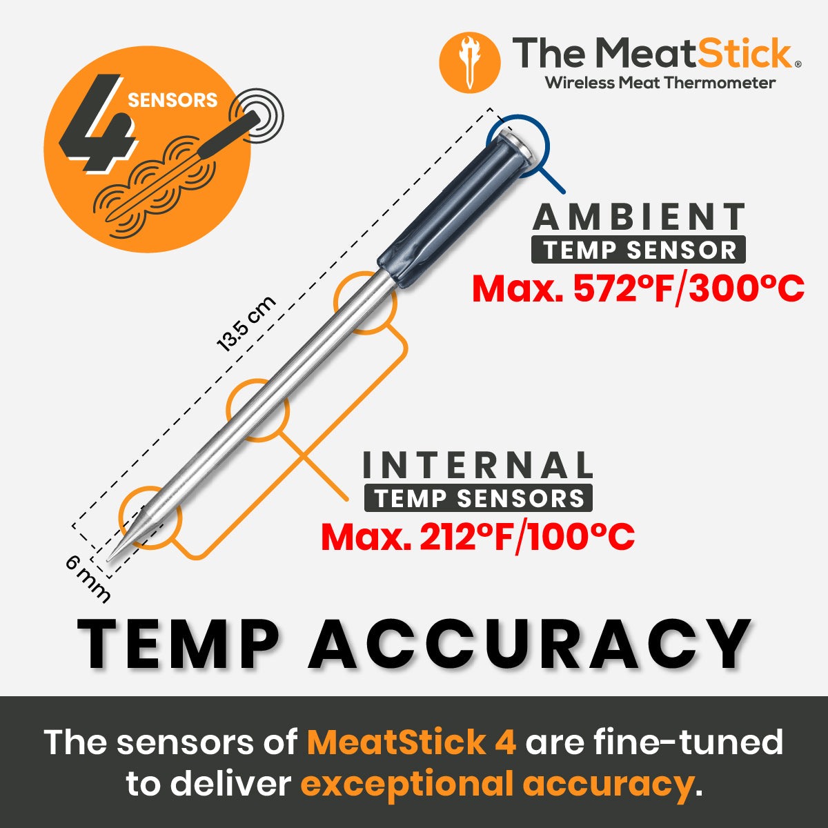 The Meat Stick Additional Stick Thermometer Yellow - Champion BBQ Supply