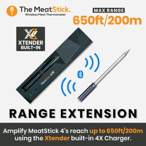 The MeatStick 4: Next-Gen Quad Sensors Wireless Meat Thermometer for grilling and smoking American BBQ with max 650 feet range