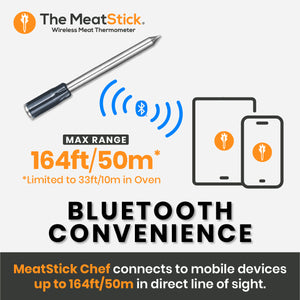 The MeatStick Chef: The Smallest Wireles Meat Thermometer with Quad Sensors for smaller meat cuts and everyday cooking