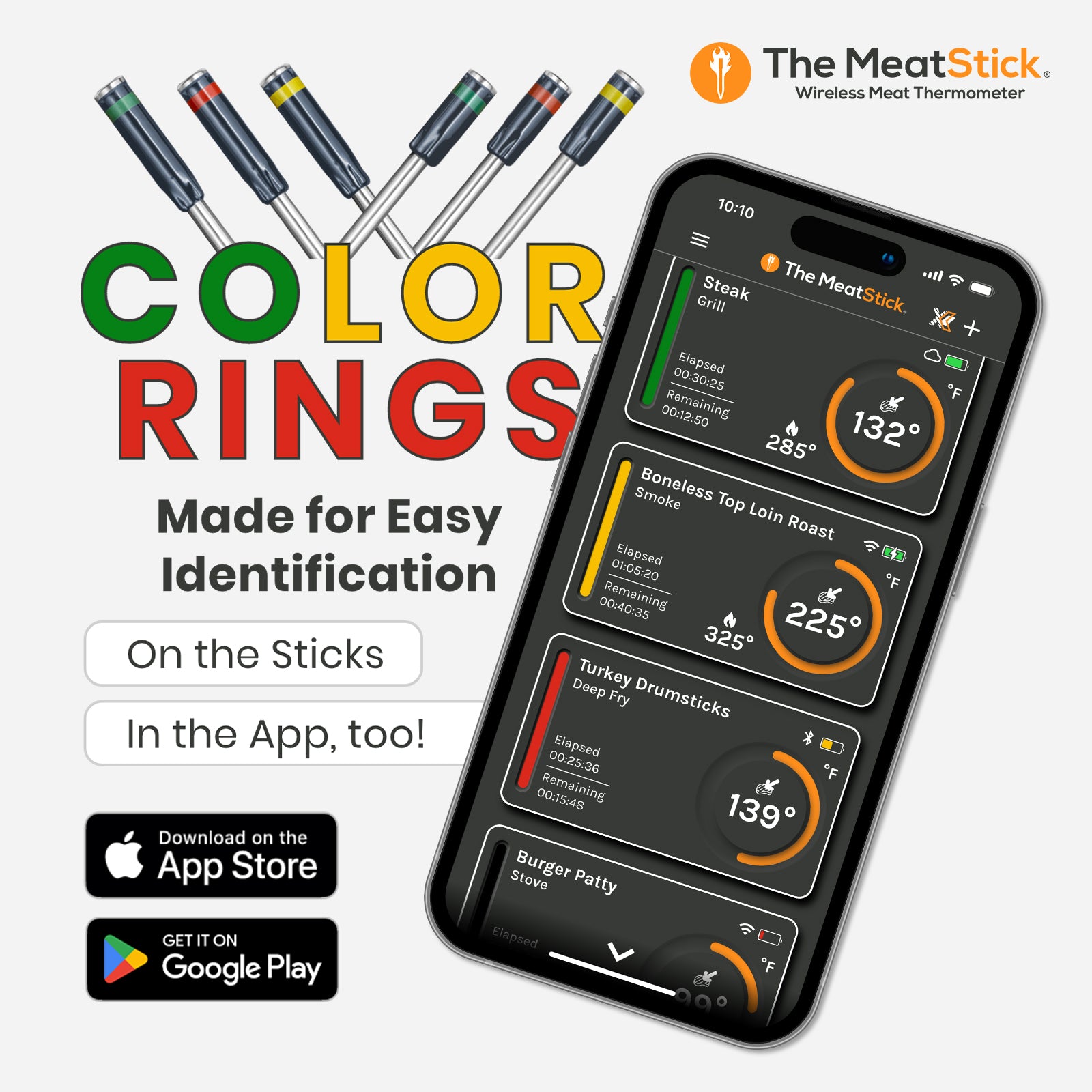 MeatStick Color Rings made for Easy Identification