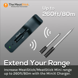 The MeatStick MiniX: Smart Wireless Meat Thermometer for American BBQ with 260ft Range