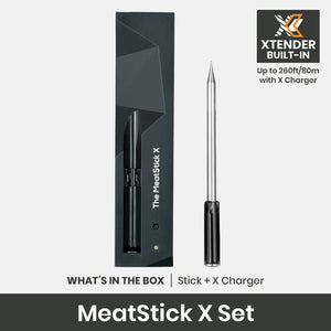 The Classic MeatStick X Set with Duo Sensors: Wireless Meat Thermometer for grilling and smoking American BBQ with max 260 feet range