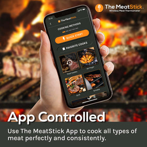The MeatStick Classic Smart Wireless Meat Thermometer for grilling and smoking American BBQ with App & Guided Cook