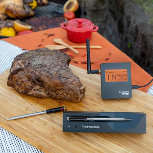 The Classic MeatStick WiFi Bridge Set: Wireless Meat Thermometer with Duo Sensors for grilling and smoking American BBQ with unlimited range