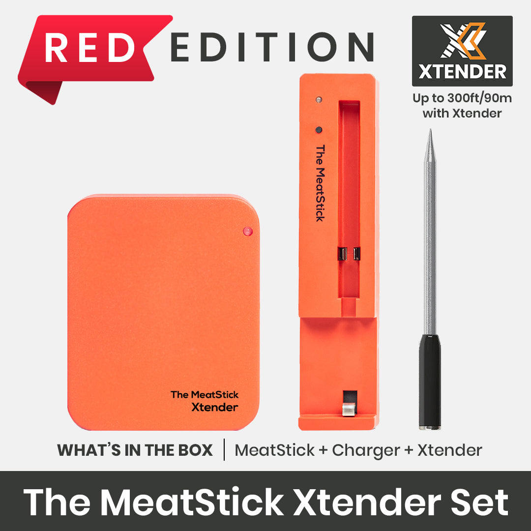 The legacy MeatStick Xtender Set: Wireless Meat Thermometer with Duo Sensors for grilling and smoking American BBQ with max 300 feet range