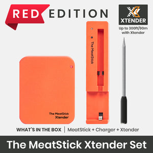 The MeatStick Xtender Set: Classic Smart Wireless Meat Thermometer for American BBQ with 300ft Max Range